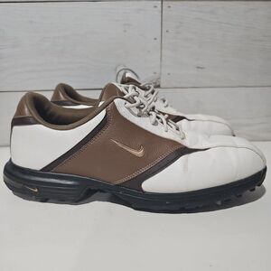 Nike Men’s Golf Shoes Size 9 Heritage Brown White Soft Spikes #418624-172